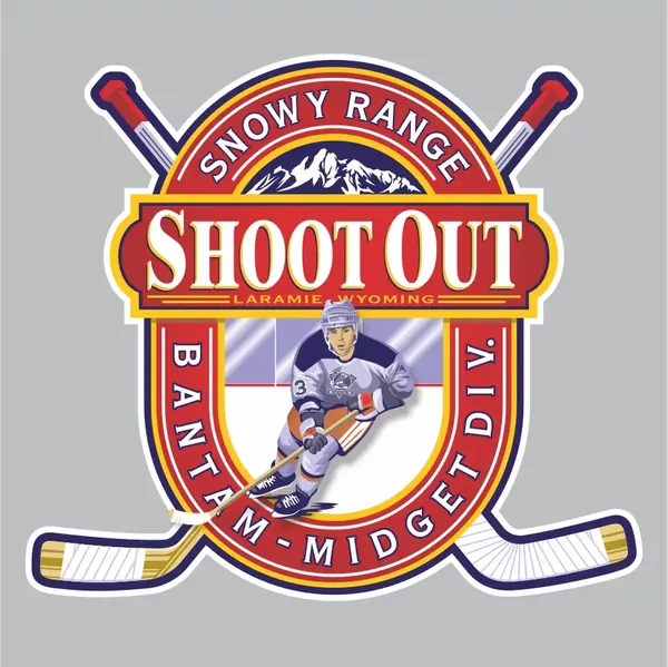 Snowy Range Shoot Out bantam and midget division hockey design